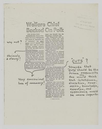 "Welfare Chief Back on Polk" Article