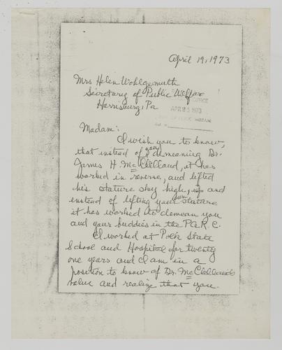 Letter from Alice Wilson to Helene Wohlgemuth