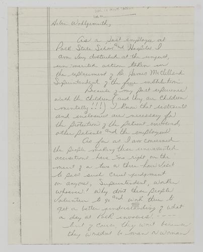 Letter from Cheryl Blyler and Rita Crawford to Helene Wohlgemuth