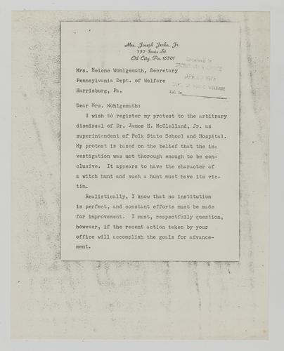 Letter from Mary Jane Jerko to Helene Wohlgemuth