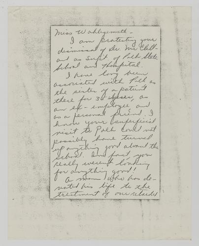 Letter from Mrs. Daye to Helene Wohlgemuth