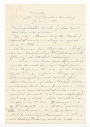 PARC Board of Directors Meeting Minutes