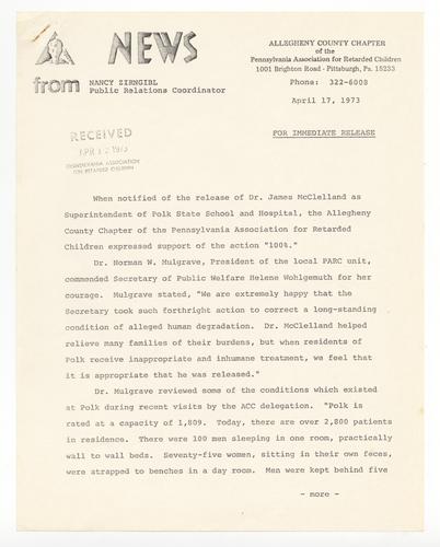 Allegheny County Chapter News Release