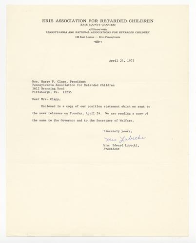 Erie County Chapter Letter