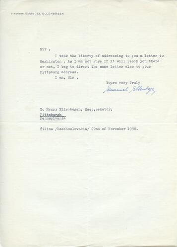 Letter from Emanuel Ellenbogen to Henry Ellenbogen (2)