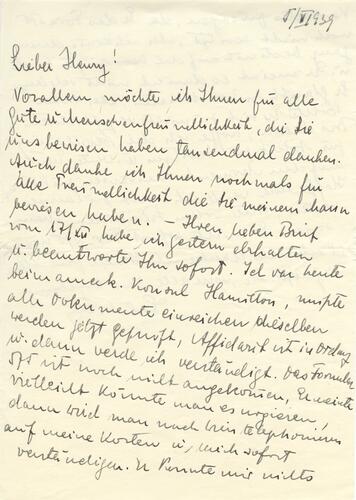 Letter from Erich Ellenbogen to Henry Ellenbogen (1)