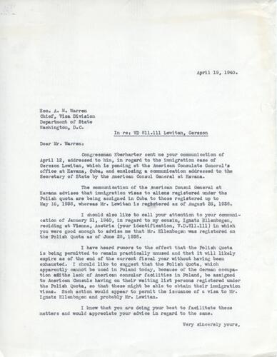 Letter from Henry Ellenbogen to A.M. Warren (2)