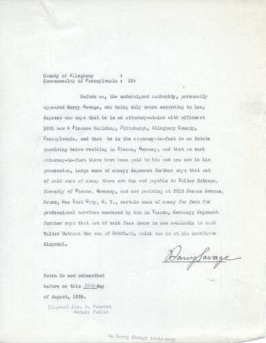Harry Savage Deposition