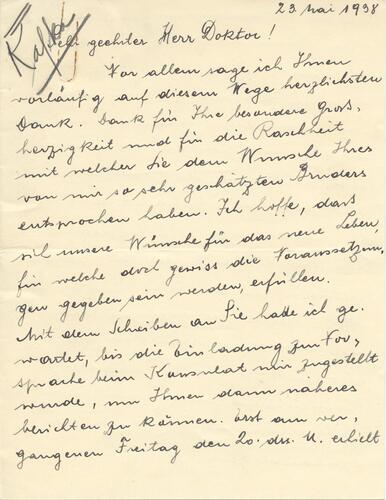 Letter from Adolf Kafka to Henry Ellenbogen (2)