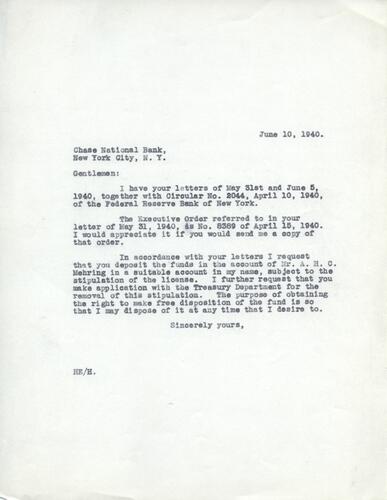 Letter from Henry Ellenbogen to Chase National Bank (4)