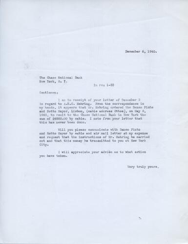 Letter from Henry Ellenbogen to Chase National Bank (8)