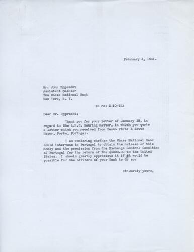 Letter from Henry Ellenbogen to John Epprecht