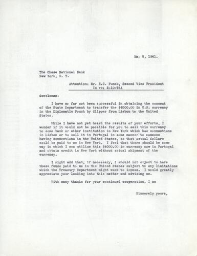 Letter from Henry Ellenbogen to Chase National Bank (14)