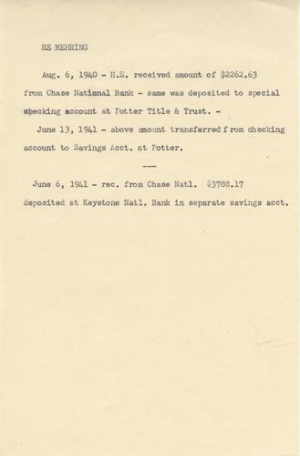 August Mehring Deposit Note