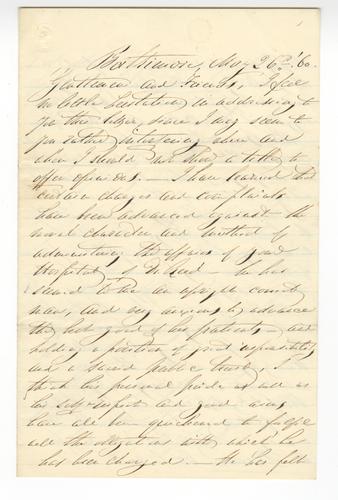 Letter from Dorothea Dix to members of the board for the Department of the Insane in the Western Pennsylvania Hospital of Pittsburgh