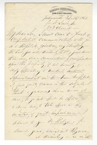 Letter from Dorothea Dix to Illinois State Hospital for the Insane