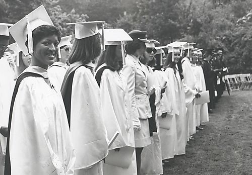 Graduates at commencement