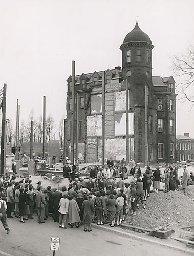 Laying the cornerstone for Braun Hall