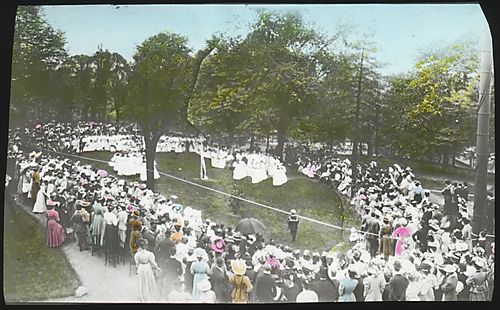 "Pennsylvania College for Women, Pittsburgh, Pa. Crowds on Campus, May Day Fete."