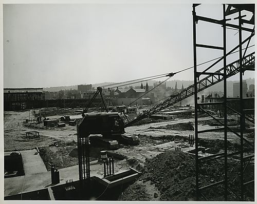 Crane operating on Civic Arena construction site