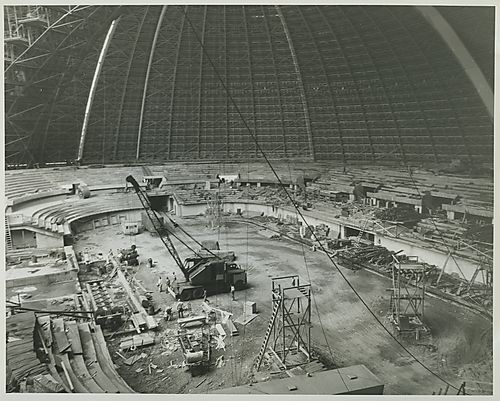 Interior view of the Civic Arena under construction (2)