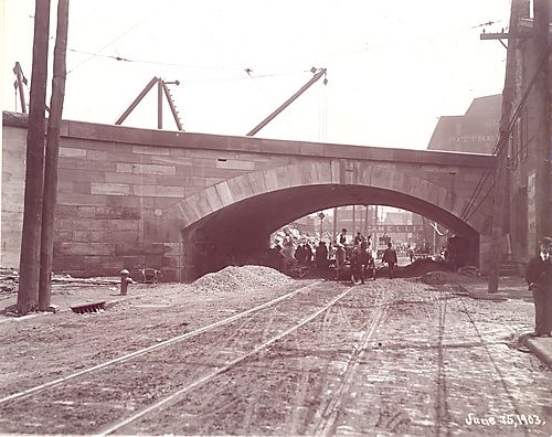 Street view under bridge