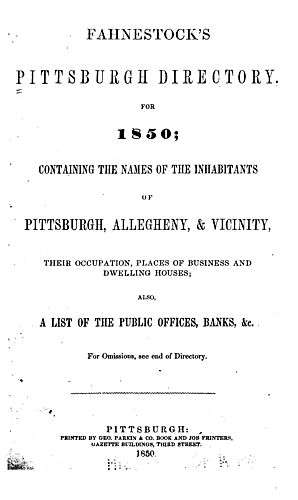 Fahnestock's Pittsburgh directory for 1850 | Historic Pittsburgh