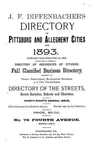 J.F. Diffenbacher's directory of Pittsburgh and Allegheny cities